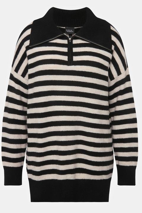 Produktbild Ulla Popken Troyer, Ringel, Oversized, Reissverschluss, Langarm (60)