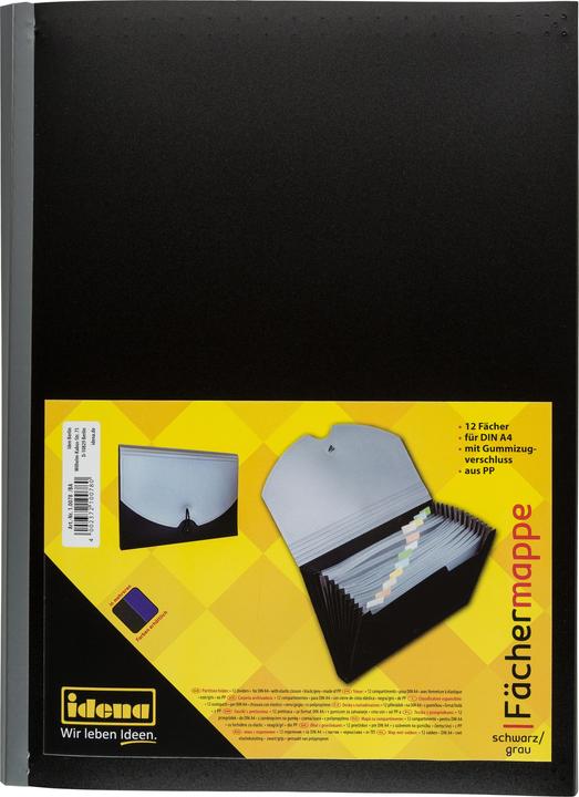 Produktbild Idena Fächermappe A4 12 Fächer schwarz grau (A4, 1x)