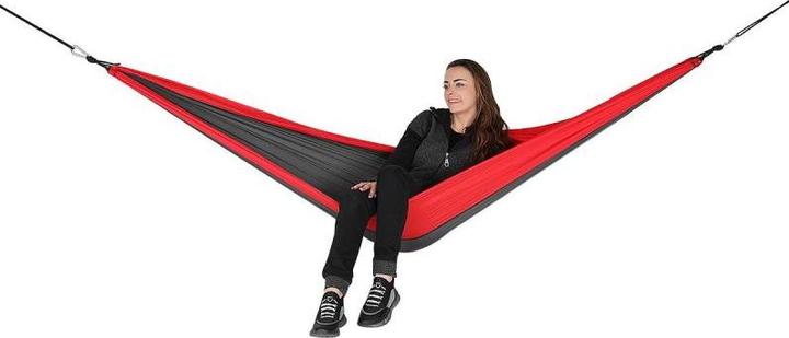 Produktbild Enero Camp Touristische Hängematte 2 Personen 270x140cm Schwarz Rot