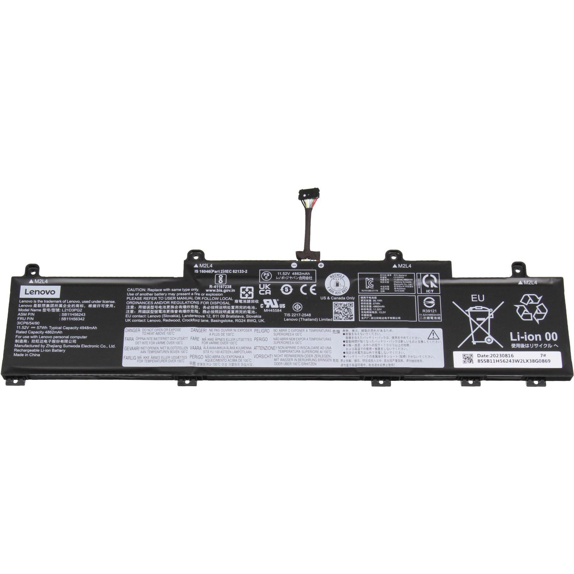 Lenovo L21M3PG2 (3 Zellen, 4948 mAh), Notebook Akku