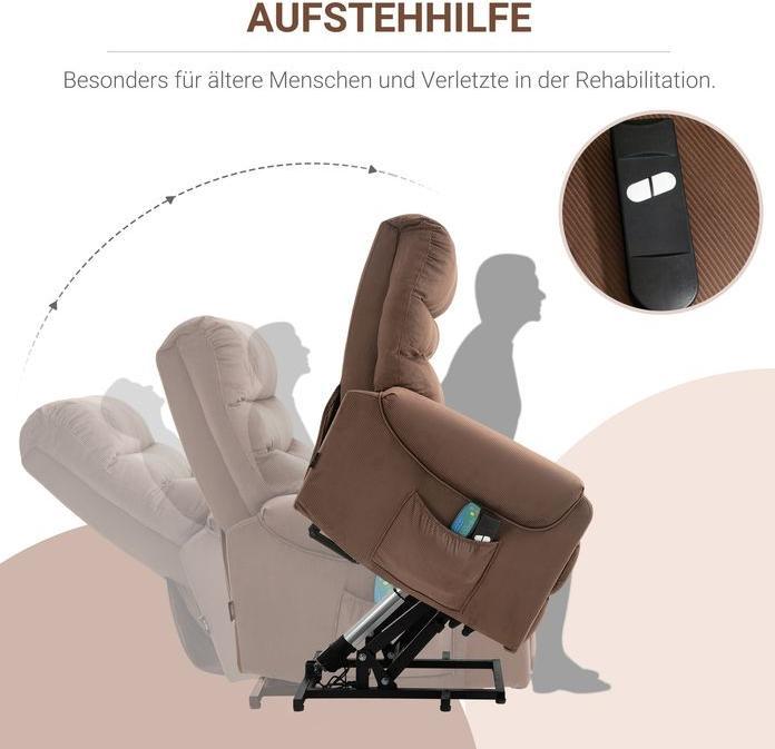 Produktbild Swisshandel24 Aufstehsessel elektrisch Massagefunktion, Fernbedienung, Heizung, Liegefunktion, Polyester-Gewebe, M