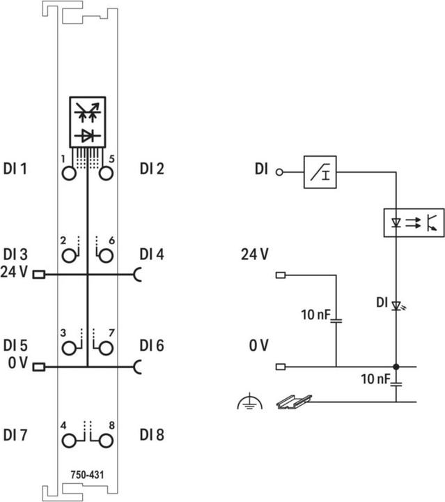 Produktbild Wago 8-Kanal-Digitaleingabemodul 24 VDC 0,2ms