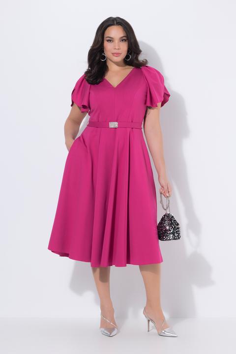 Actual product image Ulla Popken Flutter Cap Sleeve Gown (58)
