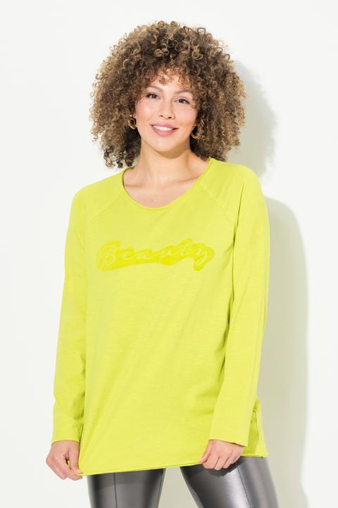 Produktbild Ulla Popken Shirt, Flockdruck, A-Linie, Rundhals, Langarm, offenkantig (62)