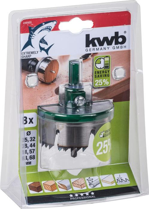 Produktbild kwb Lochsägenset 25-68 8-Teilig Akku (32 mm, 51 mm, 44 mm, 63 mm, 68 mm, 57 mm, 38 mm, 25 mm)