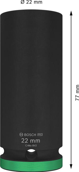 Produktbild Bosch Professional Zubehör PRO Impact Steckschlüsseleinsatz, 1/2", 22 mm, tief (22 mm)