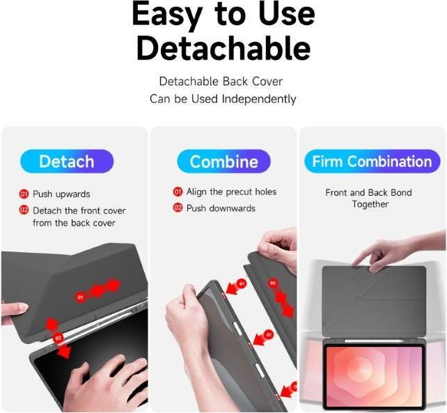 Actual product image Dux Ducis Samsung Galaxy Tab S11 Cover with Origami Stand - Grey (Samsung Galaxy Tab S11)