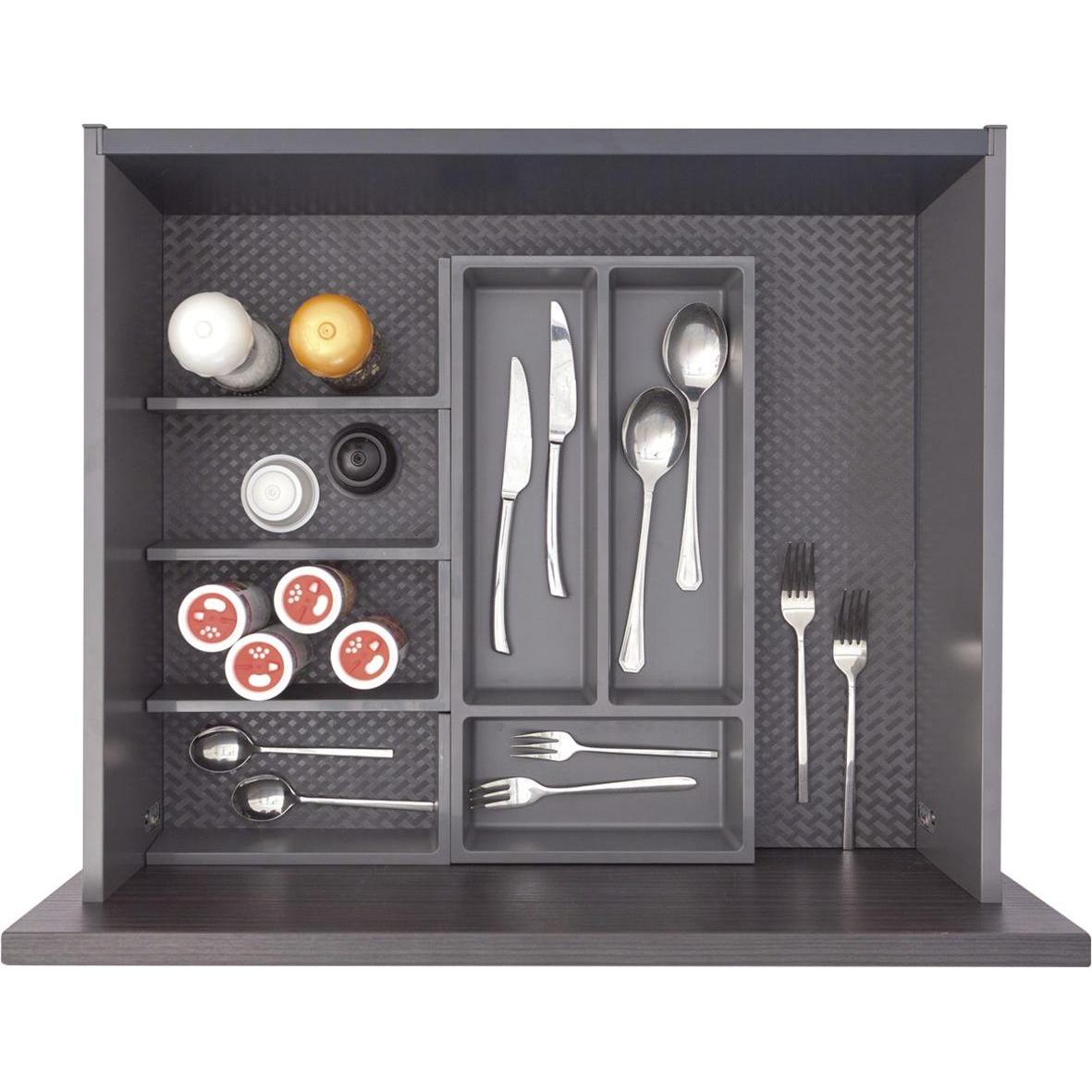 Ninka Besteckeinsatz mit Trenner Basis-Set 1.3 Tiefe 450/500mm, dunkelgrau, Besteckkasten, Grau