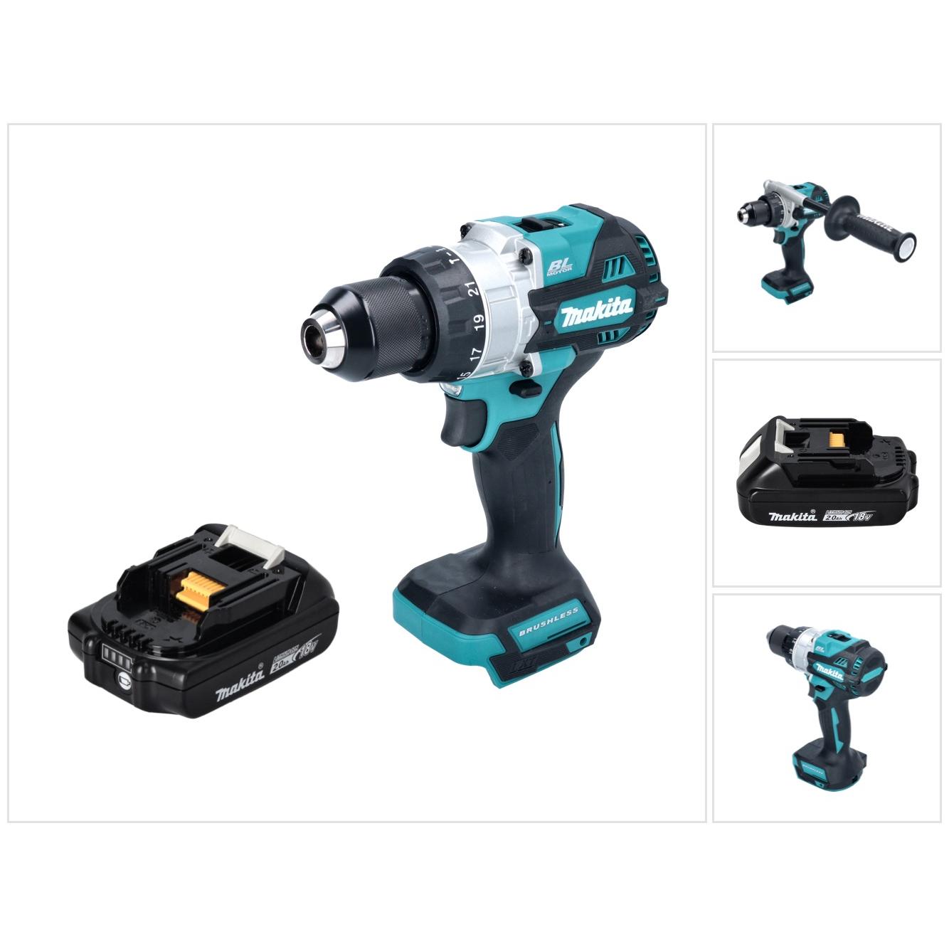 Makita, Bohrmaschine + Akkuschrauber, DHP 486 A1 Akku Schlagbohrschrauber 18 V 130 Nm Brushless + 1x Akku 2,0 Ah - ohne ...