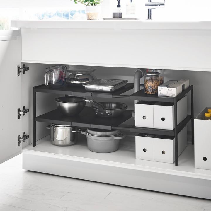 Actual product image Yamazaki 2-tier extendable shelving unit TOWER