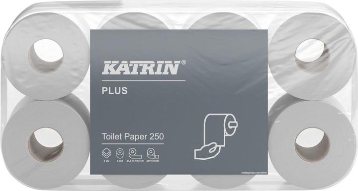 Actual product image Katrin Toilet paper 3-ply, toilet paper, WC paper- Plus Toilet 250 SOFT - 9 x 8 rolls, se (72 x)