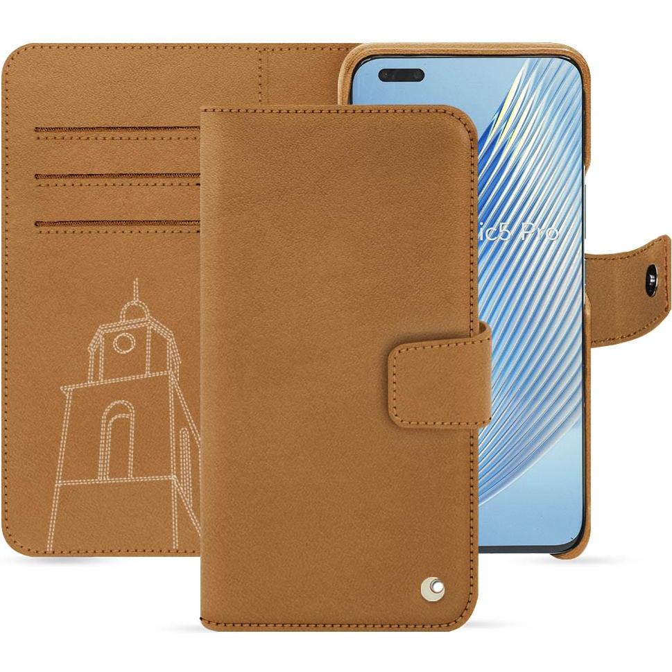Noreve Lederschutzhülle Honor Magic5 Pro (Honor Magic5 Pro), Smartphone Hülle, Braun