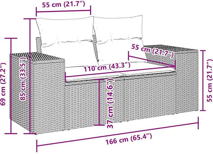 Produktbild vidaXL 10-tlg. Garten-Lounge-Set mit Kissen