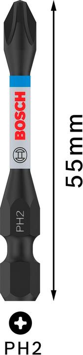 Produktbild Bosch Professional Zubehör PRO Phillips Impact Bit, PH2, 55 mm, 5-tlg. (Kreuz Phillips PH)
