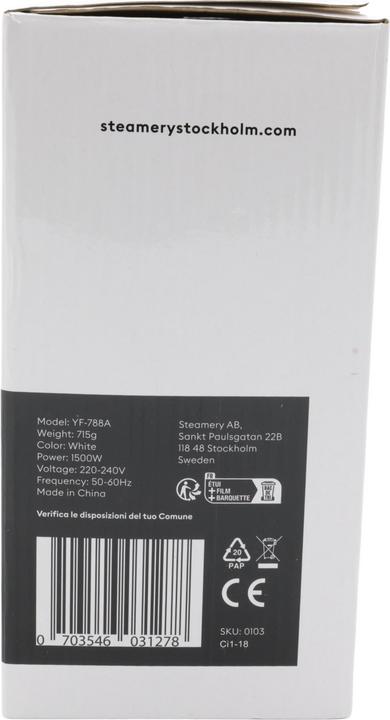 Actual product image Steamery Cirrus (1500 W, 21 g/min)