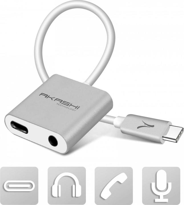 Actual product image Akashi USB-C audio charging adapter (3.5mm jack, USB-C, USB-C)