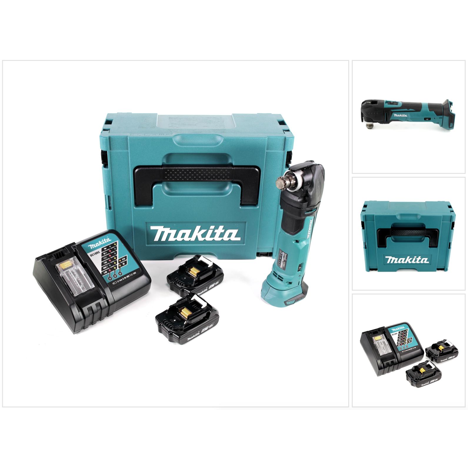 Makita, Multifunktionswerkzeug, DTM 51 RAJ Akku Multitool Oszillierer 18 V + 2x Akku 2,0 Ah + Ladegerät + Makpac