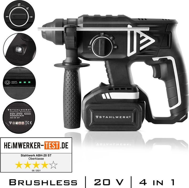 Produktbild Stahlwerk Akku Bohrhammer ABH-20ST Brushless 20V/4Ah 0 - 1350 min-1 SDS-plus