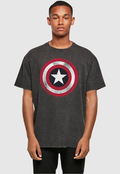 Produktbild Absolute Cult Avengers - Captain America Distressed Shield Acid Washed Oversize Tee - 114967 (XL)