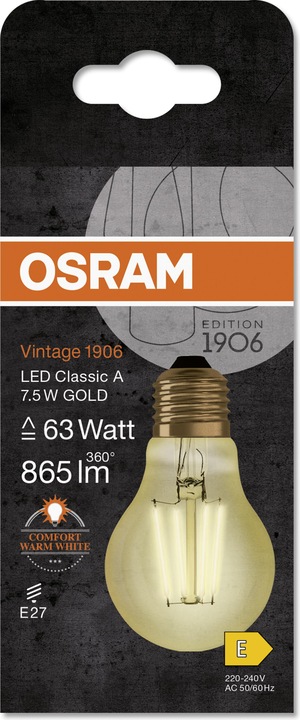 Produktbild Osram Vintage 1906 Led Classic A (E27, 8 W, 950 lm, 1 x, E)