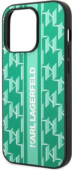Actual product image Karl Lagerfeld KLHCP14LPGKLSKN iPhone 14 Pro 6.1" hardcase zielony/green Monogram Stripe (Apple iPhone 14 Pro)