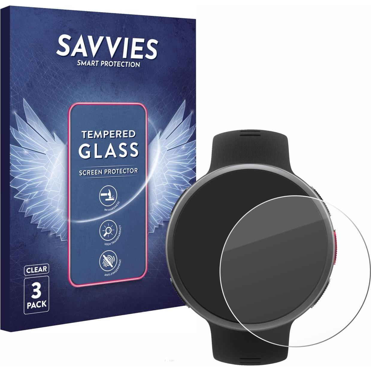 Savvies Panzerglas Hartglas Displayschutz, Smartwatch Schutzfolie, Transparent