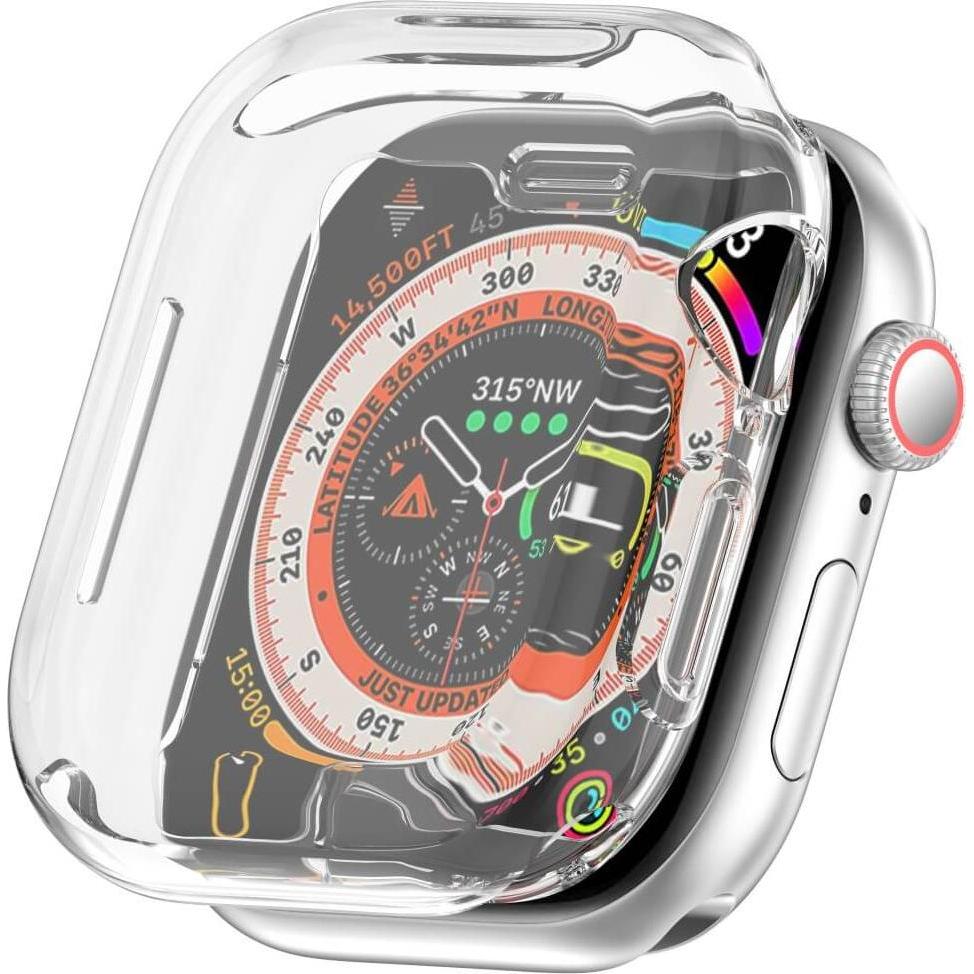 Cover-Discount Apple Watch 10 - 46mm - Gummi Schutz Case Metall-Look, Smartwatch Zubehör, Transparent