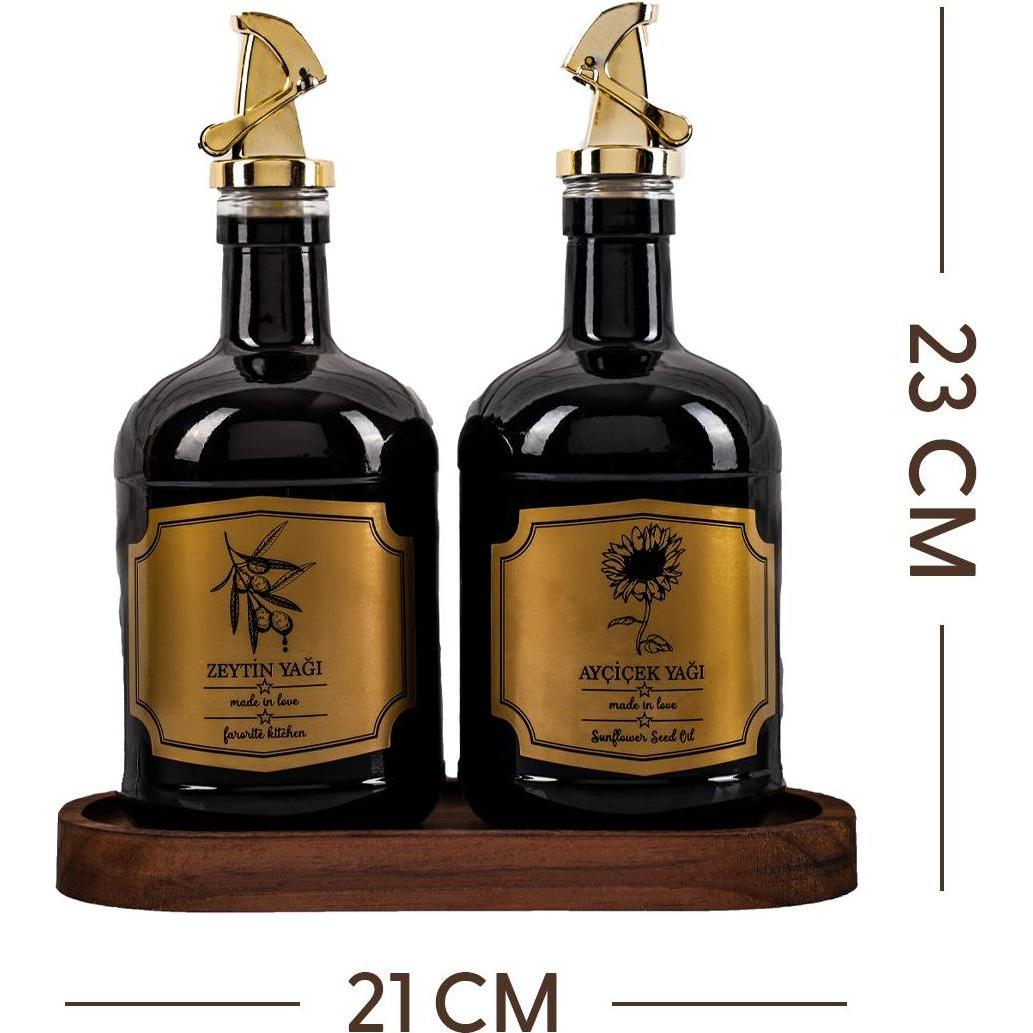 Hermia, Oliera + Acetiera, Gild Oil Dispenser Set 3 Pieces (500 ml)