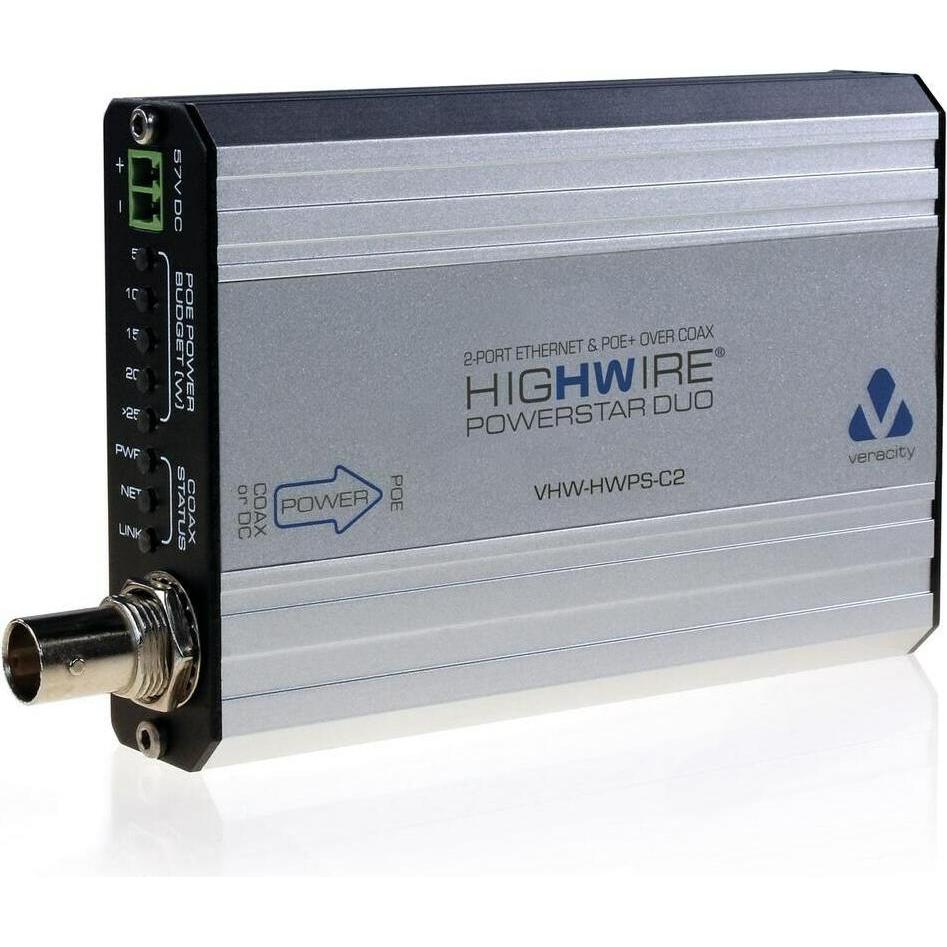 Veracity HIGHWIRE Powerstar Duo Camera (802.3at (PoE+), 802.3af (PoE), 25 W), PoE Injector