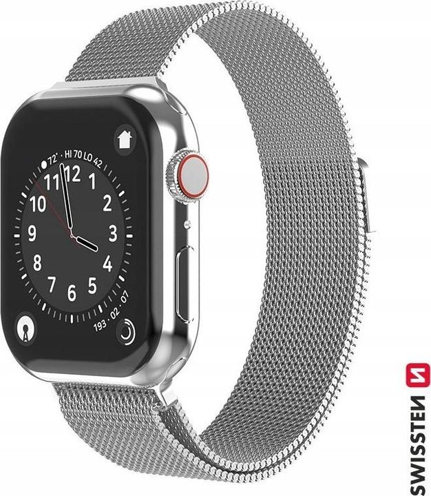 Swissten Mesh band for apple watch 42-44 mm silver (42 mm, 44 mm, Edelstahl)