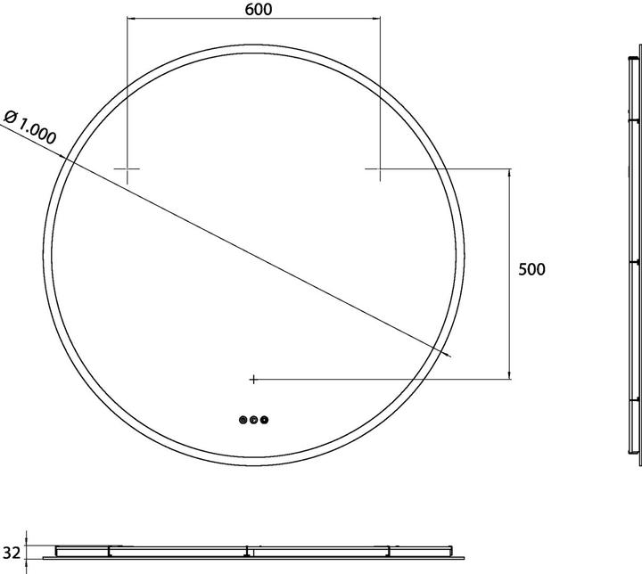 Produktbild Emco pure ++ LED-Lichtspiegel mit Heizfolie, Durchmesser 1000 mm, 441141010