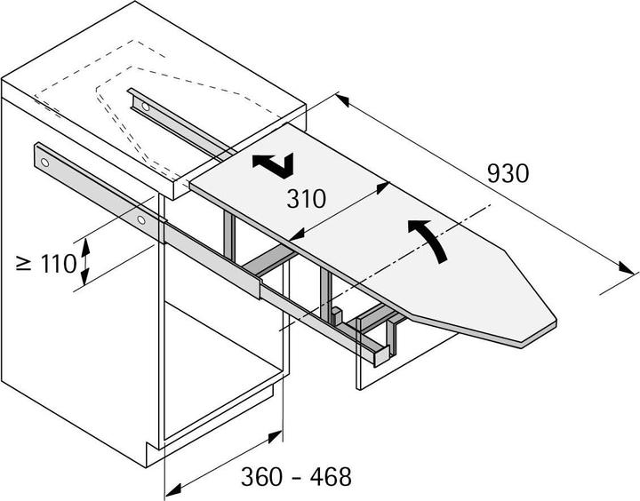 Actual product image Hettich Bügelbrett-Ausz.360-468mm (93 x 31 cm)
