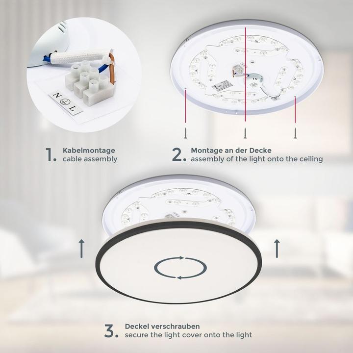Produktbild B.K.Licht LED Deckenleuchte mit Backlighteffekt, schwarz, 1xLED/24W (3000 lm)
