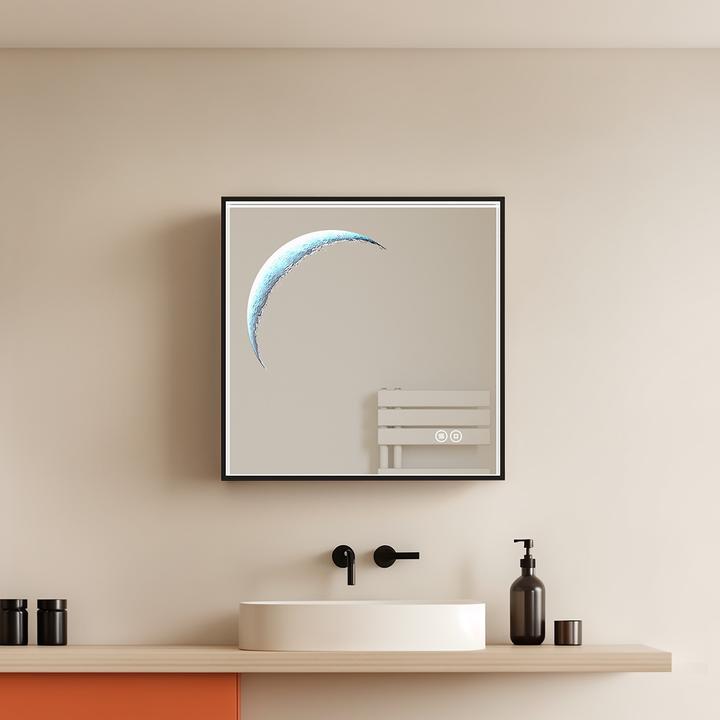 Produktbild Emke Badspiegel mit Beleuchtung 80*60cm,Beschlagfrei, Kaltweiss6500K, Dimmbar, Touch Schalter (50 x 50 cm)
