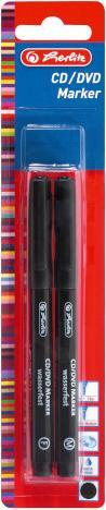 Herlitz Marcatore CD, DVD, BD Marcatore CD permanente nero 2 pezzi (Nero, 2 x)
