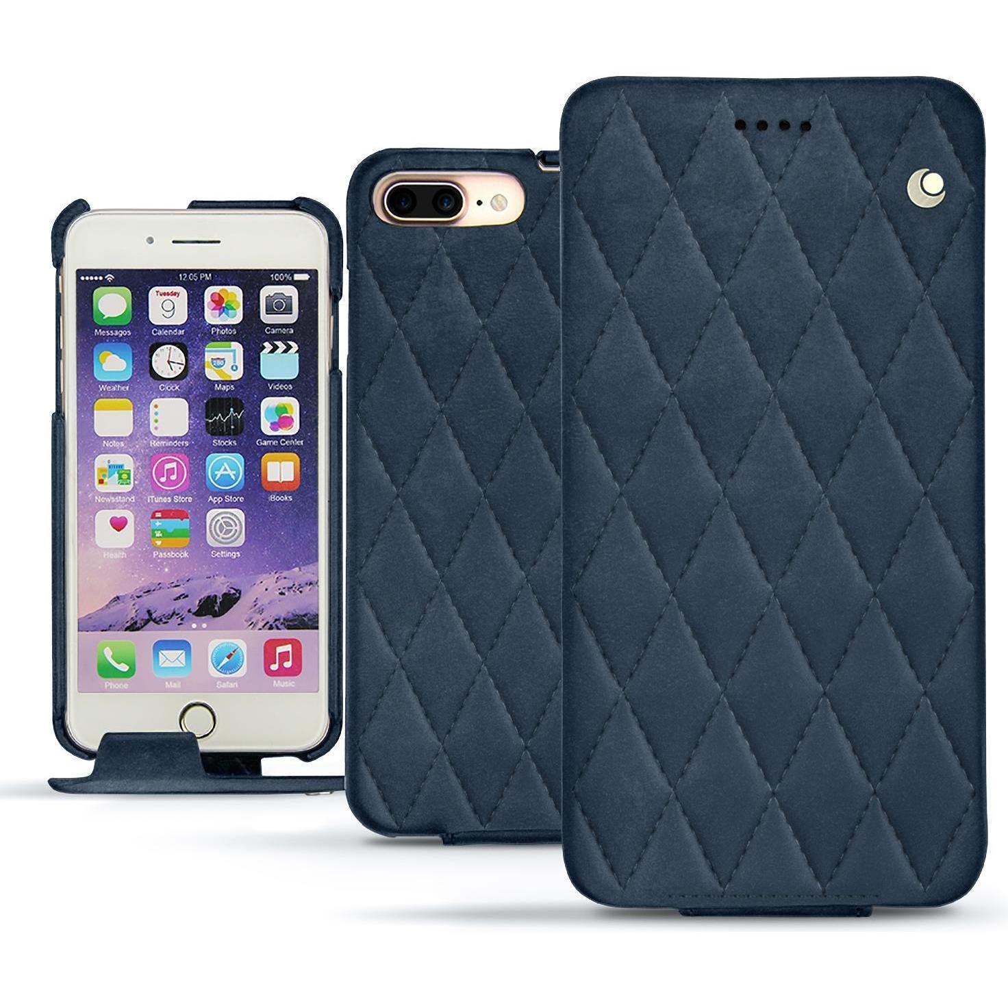 Noreve Lederschutzhülle vertikal (Apple iPhone 7 Plus), Smartphone Hülle, Blau