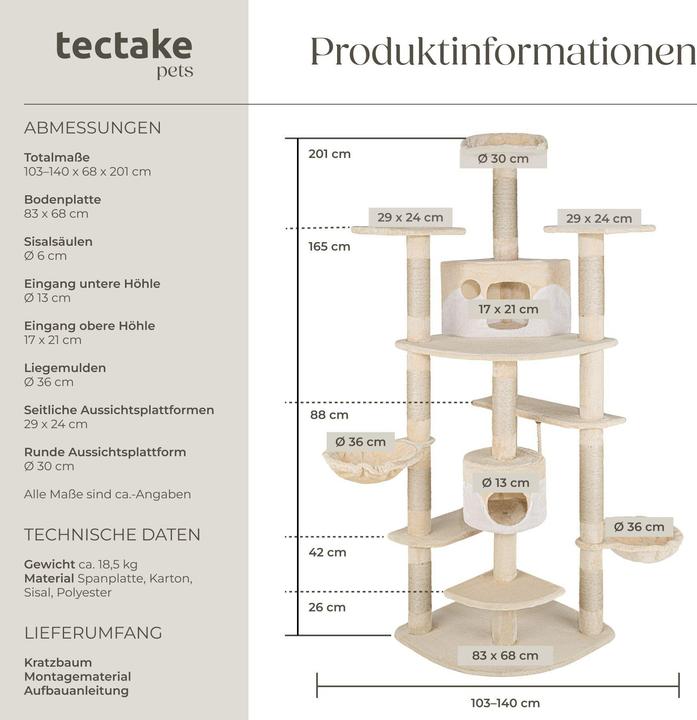 Image du produit tectake Fippi (201 cm, Beige, Blanc)
