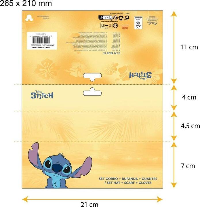 Immagine prodotto Stitch Mütze, Schal Und Handschuhe Hellblau 3 Stücke