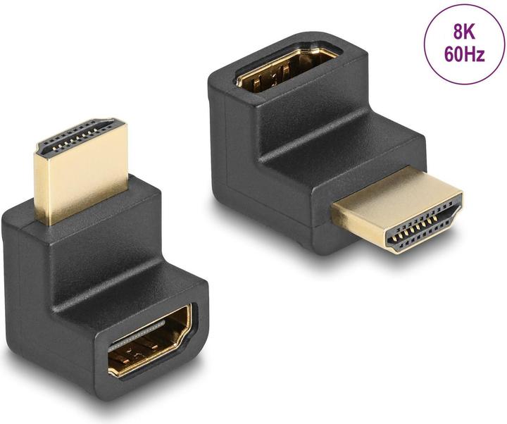 Productafbeelding Delock Hoge snelheid HDMI met Ethernet Adapter Man naar Vrouw Schuin 8K 60 Hz Zwart (HDMI, 2.80 cm)