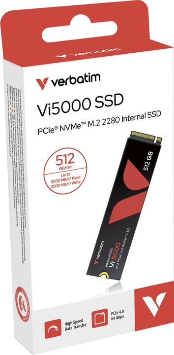 Produktbild Verbatim Vi5000 M.2 SSD 512GB PCIe4 NVMe 31825 (512 GB, M.2 2280)