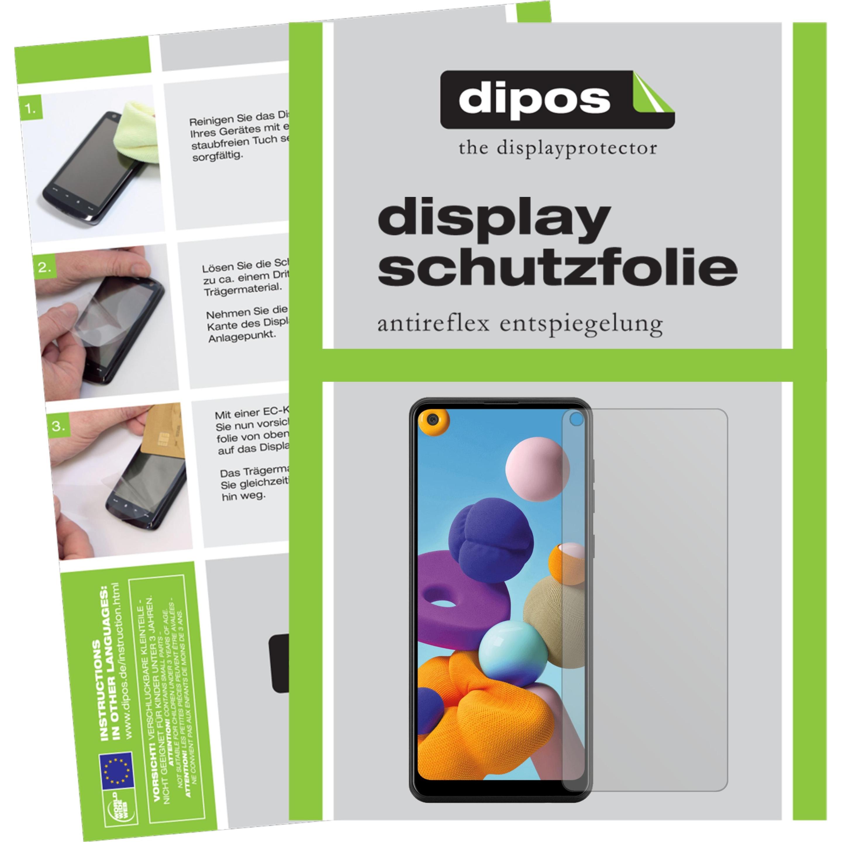 Dipos Displayschutzfolie Antireflex (4 Stück, Samsung Galaxy A21), Smartphone Schutzfolie, Transparent