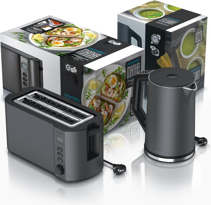 Image du produit Arendo Set de petit-déjeuner, bouilloire en acier inoxydable 1,5 l avec sélection de la température et (1.50 l)