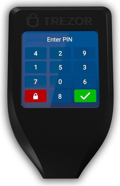 Produktbild SatoshiLabs Trezor Model T (Bitcoin, Bitcoin Cash, Bitcoin Gold, Dash, Digibyte, Dogecoin, Ether, Ethereum Classic, Komodo, Litecoin, TRON, Zcash, Decred, Lisk, Qtum)