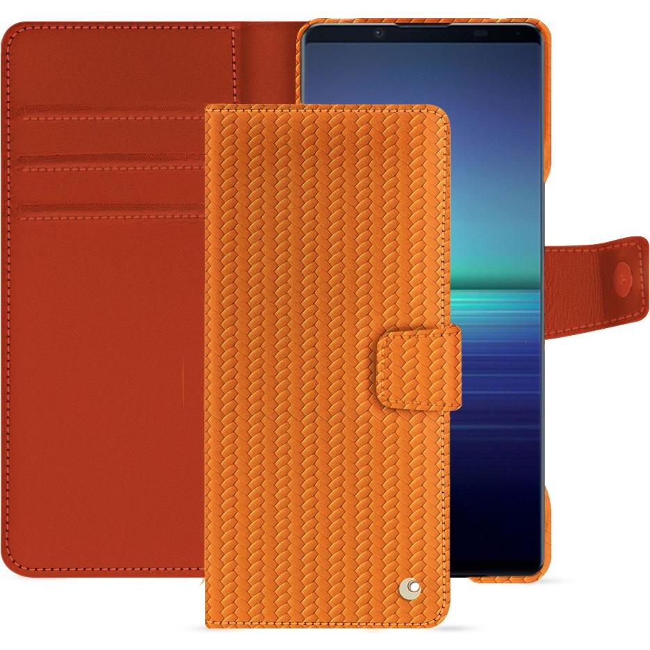 Noreve Lederschutzhülle Sony Xperia 1 V (Sony Xperia 1 V), Smartphone Hülle, Orange