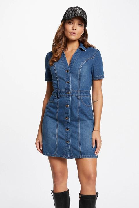 Image du produit Morgan Kurzes Jeanskleid mit V-Ausschnitt (32)