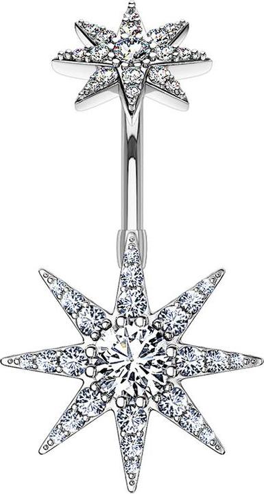 Produktbild Star Piercing Banane Innengewinde silber doppel Stern (Messing, Chirurgenstahl 316L)