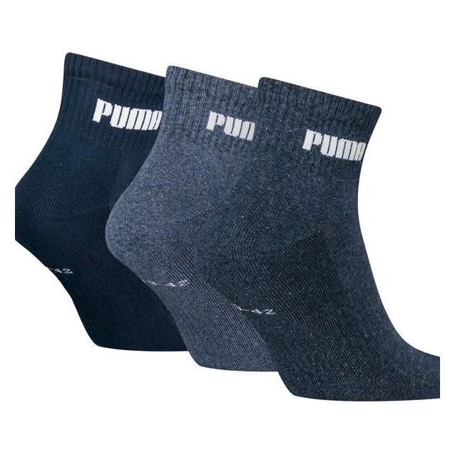Puma, Unisex, Socken, Cushioned Quarter Socken, Blau, (3er Pack, 43 - 46)