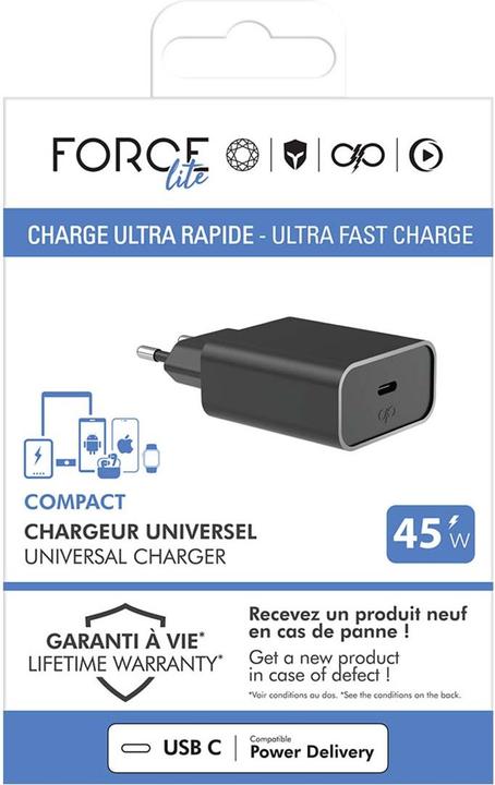 Actual product image Force Power 45 W USB-C PD home charger (45 W)