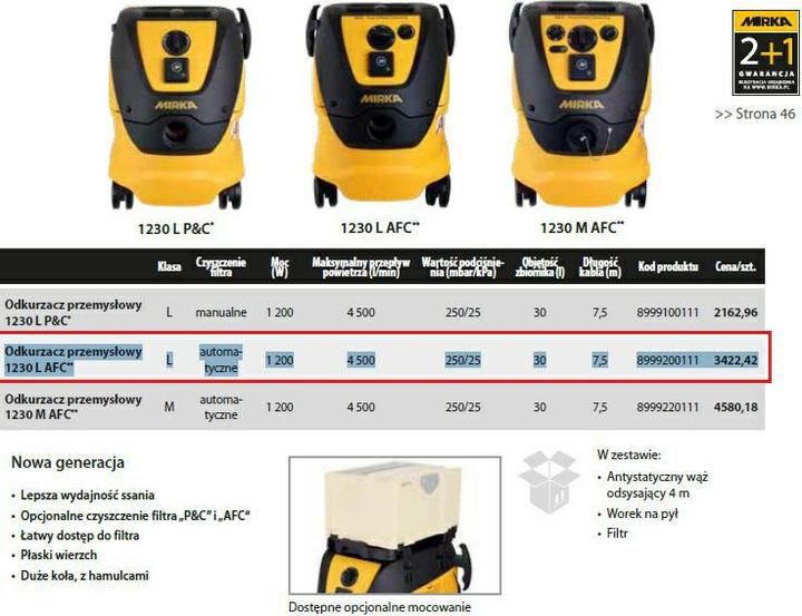Image du produit Mirka ODKURZACZ 1230 L AFC AUTOMATE (Aspirateur eau et poussière)