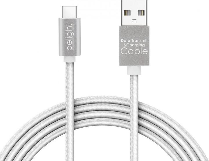 Actual product image Delight USB type C data cable LED 1m white (1 m, USB 2.0)
